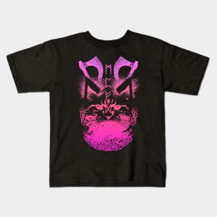 Abstract Cat in Viking Style - Purple Kids T-Shirt